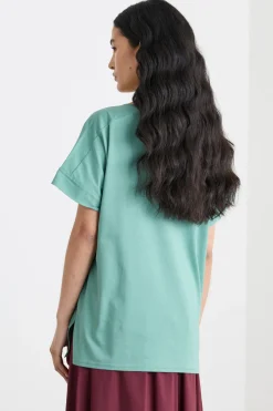 T-shirt in jersey con dettaglio cut-out - Verde