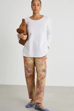 T-shirt in jersey con fondo arrotondato - Bianco