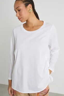 T-shirt in jersey con fondo arrotondato - Bianco