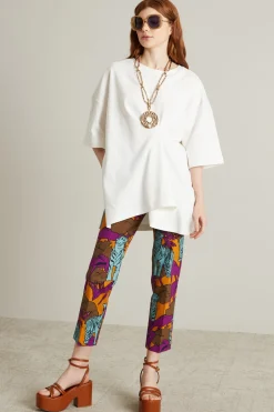 T-shirt in jersey con pieghe - Bianco
