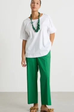 T-shirt in jersey con pizzo - Bianco