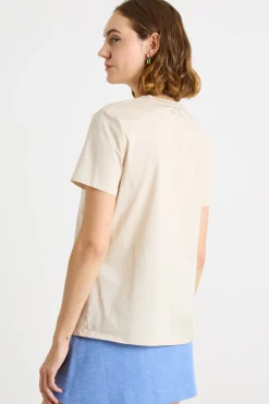T-shirt in jersey con ricamo - Avorio