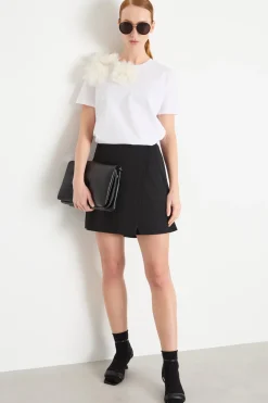 T-shirt in jersey con ricamo - Bianco