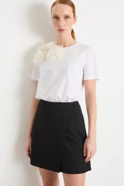 T-shirt in jersey con ricamo - Bianco