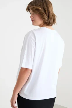 T-shirt in jersey con ricamo - Bianco