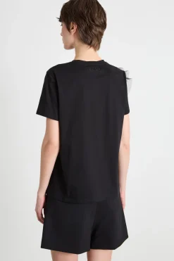 T-shirt in jersey con ricamo - Nero