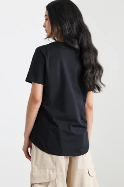 T-shirt in jersey con ricamo - Nero
