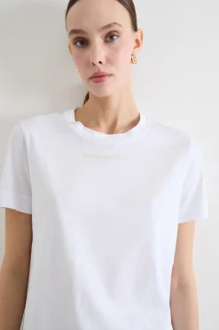 T-shirt in jersey con spacchi - Bianco