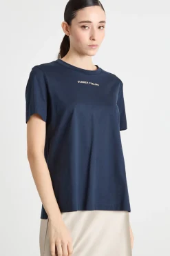 T-shirt in jersey con spacchi - Blu