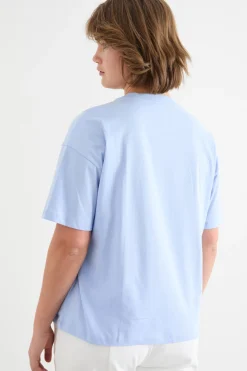 T-shirt in jersey con stampa - Azzurro