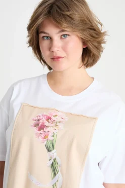 T-shirt in jersey con stampa - Bianco