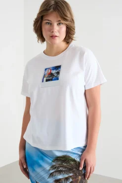 T-shirt in jersey con stampa - Bianco