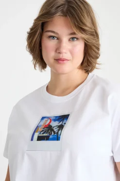 T-shirt in jersey con stampa - Bianco