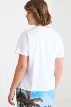 T-shirt in jersey con stampa - Bianco