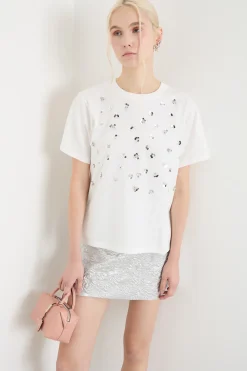 T-shirt in jersey con stampa - Bianco Aregnto