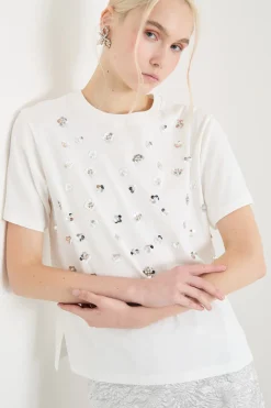 T-shirt in jersey con stampa - Bianco Aregnto