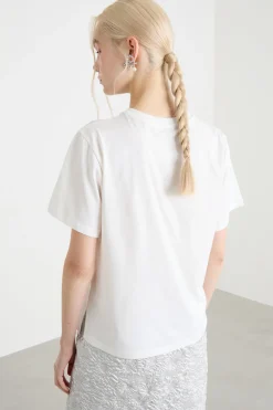 T-shirt in jersey con stampa - Bianco Aregnto