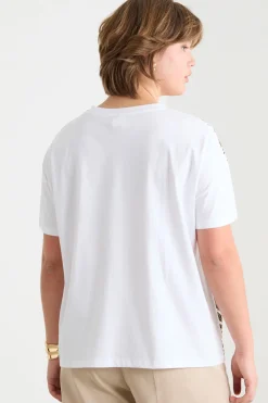 T-shirt in jersey con stampa - Bianco Oro