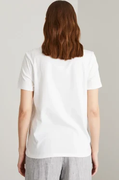 T-shirt in jersey con stampa - Bianco Rosa