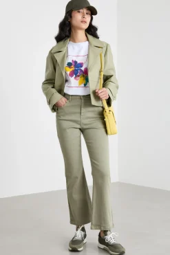 T-shirt in jersey con stampa e ricamo - Bianco