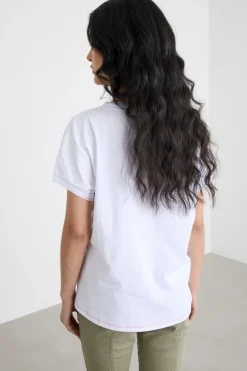 T-shirt in jersey con stampa e ricamo - Bianco