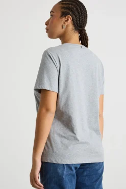 T-shirt in jersey con stampa - Grigio Bianco