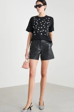 T-shirt in jersey con stampa - Nero