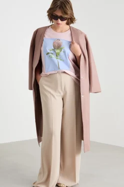 T-shirt in jersey con stampa - Rosa