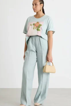 T-shirt in jersey con stampa - Verde