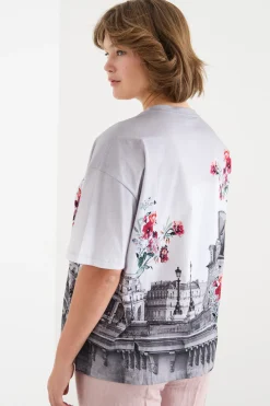 T-shirt in jersey con stampa - White