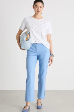 T-shirt in jersey con strass - Bianco