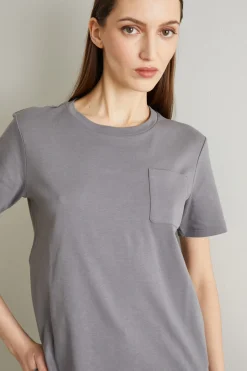 T-shirt in jersey con taschino - Grigio