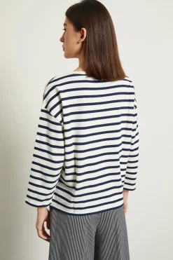 T-shirt in jersey di cotone - Bianco Blu