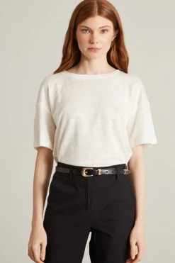 T-shirt in jersey di lino - Bianco
