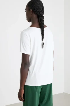 T-shirt in jersey e crepe de chine - Bianco