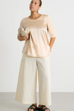 T-shirt in jersey e raso - Rosa