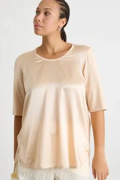 T-shirt in jersey e raso - Rosa