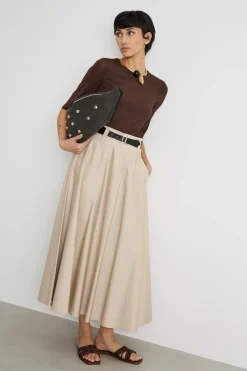 T-shirt in jersey fluido - Marrone