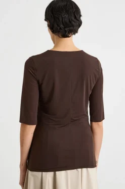 T-shirt in jersey fluido - Marrone