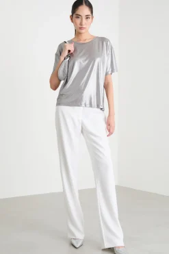 T-shirt in jersey laminato - Argento