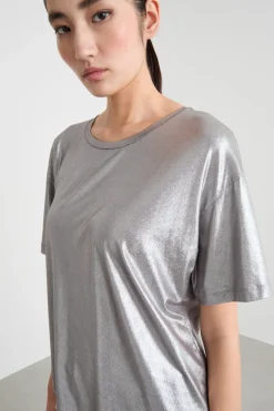 T-shirt in jersey laminato - Argento