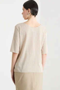 T-shirt in jersey plissè - Beige