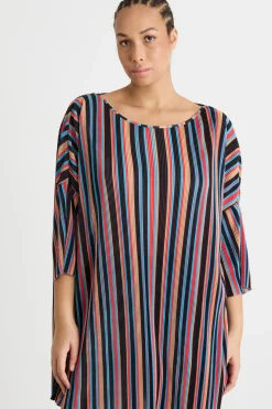 T-shirt in jersey plissé - Nero Blu Rosa