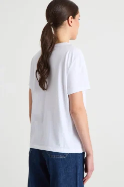 T-shirt in jersey ricamato - Bianco Rosso