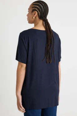T-shirt in jersey ricamato - Blu