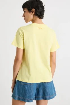 T-shirt in jersey ricamato - Giallo