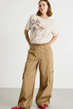 T-shirt in jersey stampato - Beige