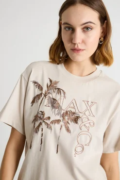 T-shirt in jersey stampato - Beige