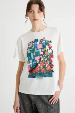 T-shirt in jersey stampato - Bianco