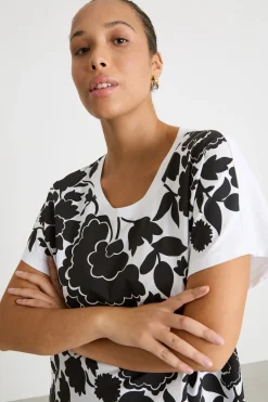 T-shirt in jersey stampato - Bianco Nero